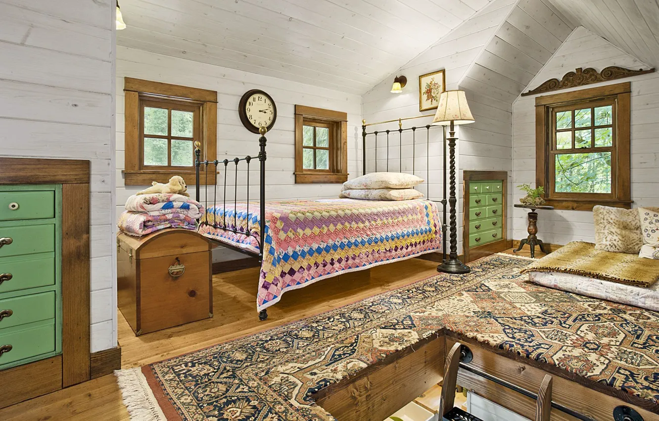 Photo wallpaper design, style, interior, attic, quaint little cabin bedroom, small bedroom