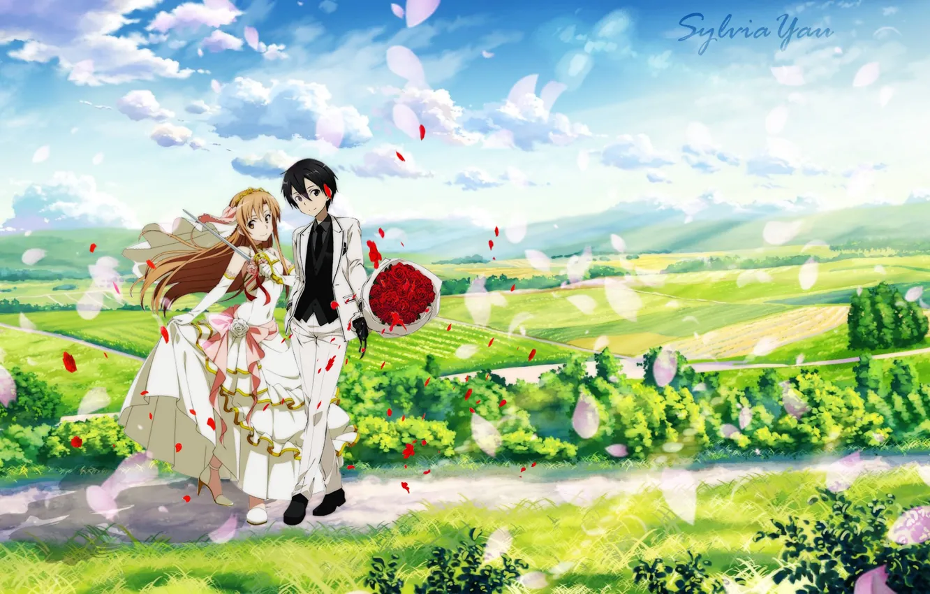 Photo wallpaper pair, two, sword art online, sword art online