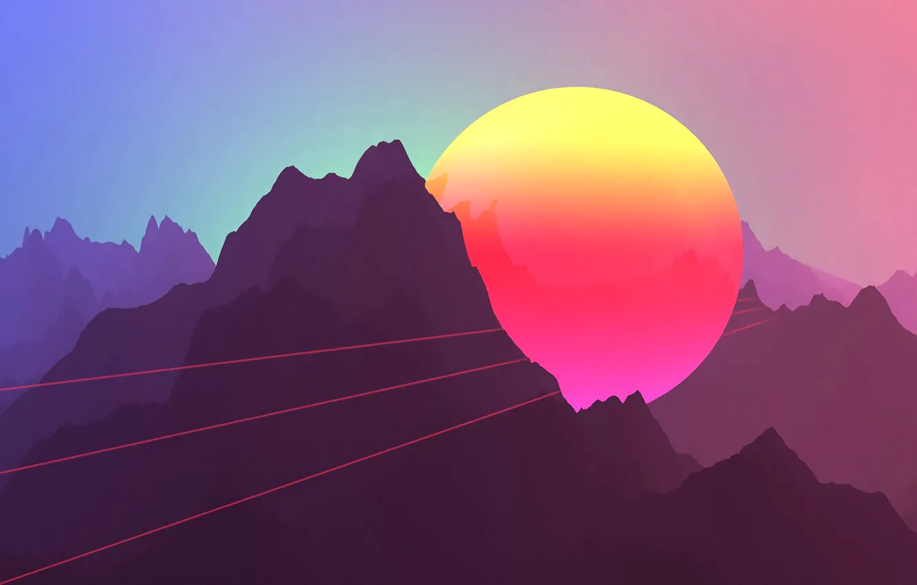 Photo wallpaper the sun, mountains, music, background, Electronic, Synthpop, Darkwave, Synth