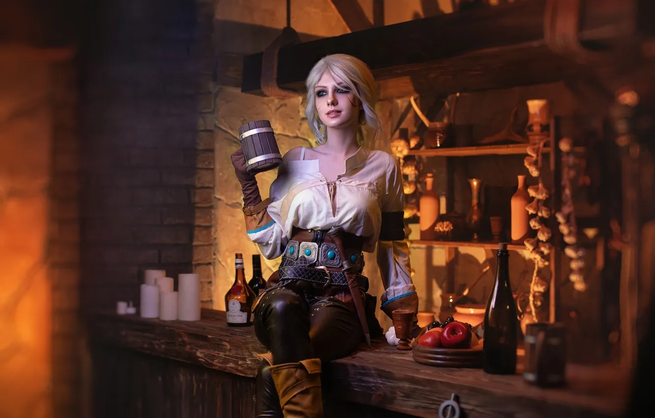 Photo wallpaper model, women, blonde, white hair, indoors, Cirilla Fiona Elen Riannon, women indoors, Fictional Character