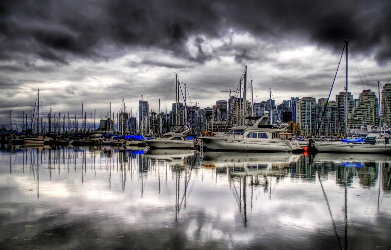 Photo wallpaper sea, the sky, water, clouds, clouds, boat, home, yacht