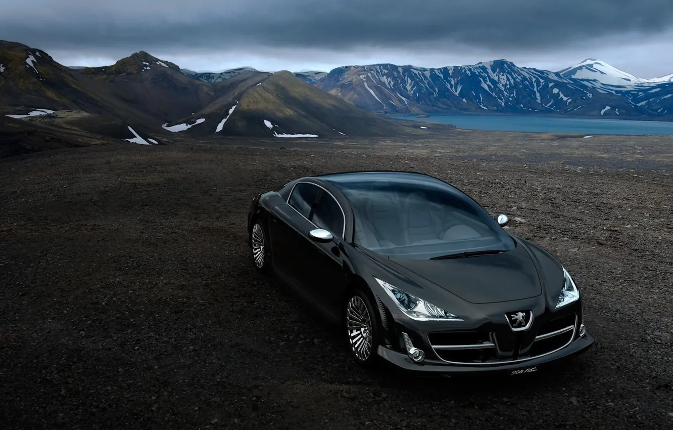 Photo wallpaper Concept, mountains, black, Peugeot