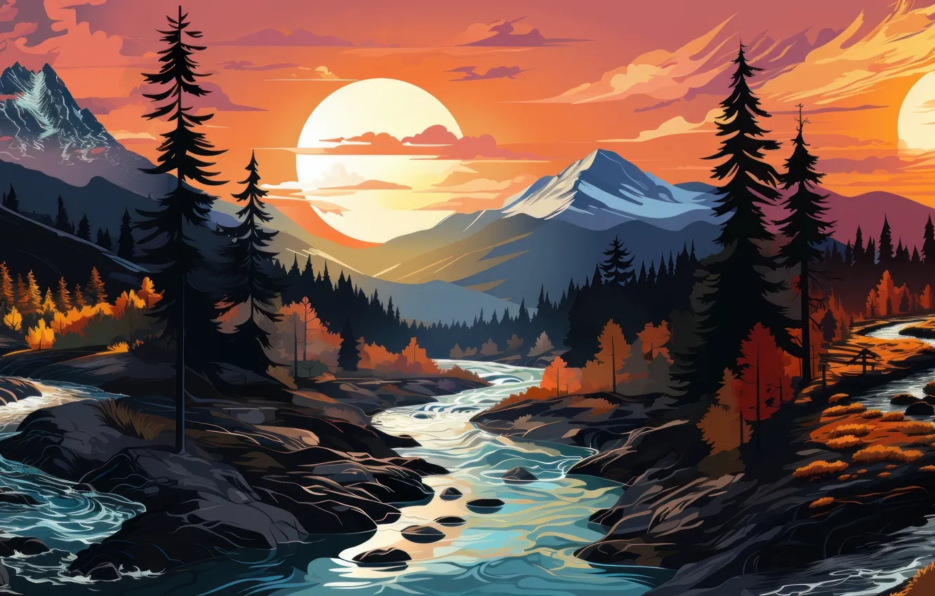 Photo wallpaper fantasy, river, nature