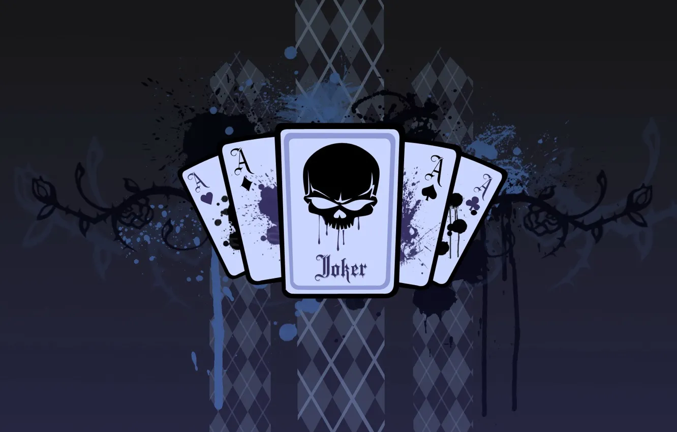 Photo wallpaper blue, Joker, Card