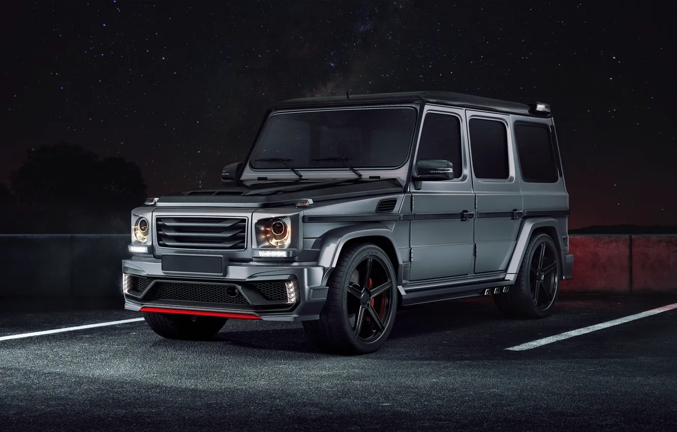 Photo wallpaper Mercedes-Benz, Front, AMG, Night, Tuning, G63, Black Stone