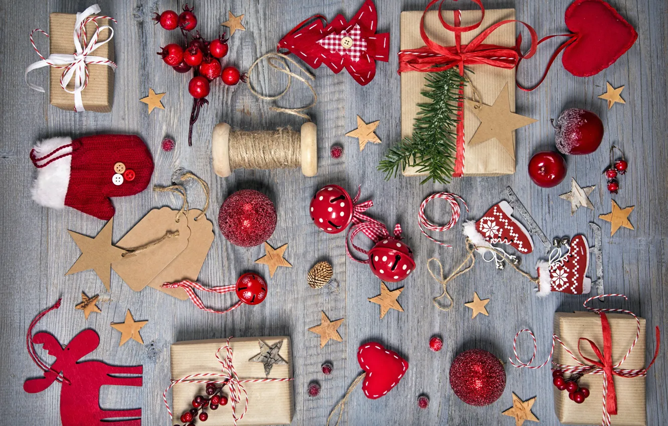 Photo wallpaper decoration, New Year, Christmas, Christmas, vintage, wood, Xmas, decoration