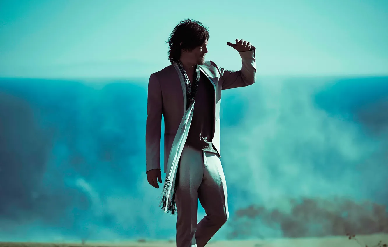 Photo wallpaper photoshoot, Norman Reedus, Flaunt