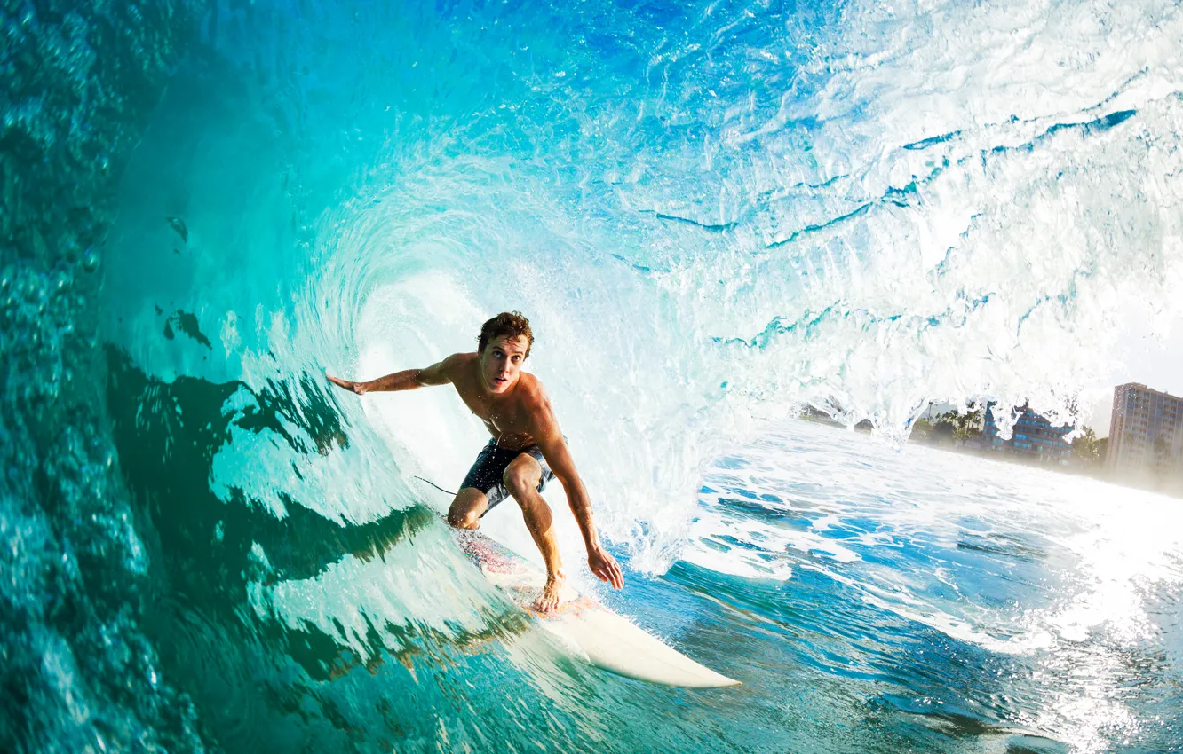Photo wallpaper Water, Wave, Sport, Surfing, Male