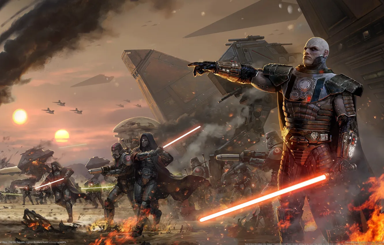 Photo wallpaper Star Wars, attack, lightsaber, Sith, old republic, Darth malgus
