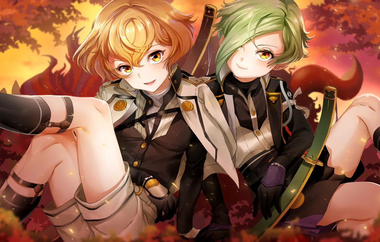 Photo wallpaper anime, boy, Touken Ranbu, Dance of swords