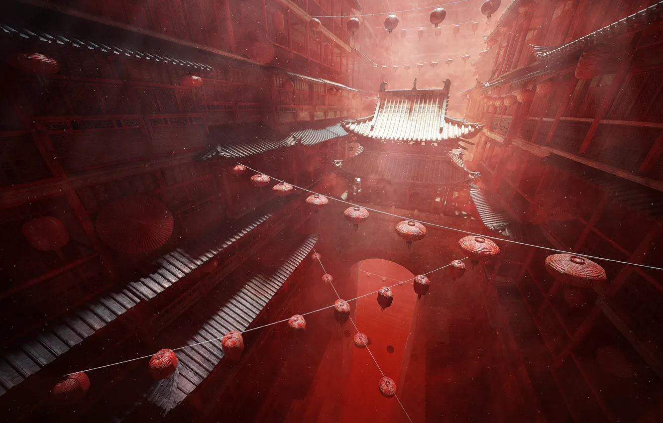 Photo wallpaper castle, flashlight, level