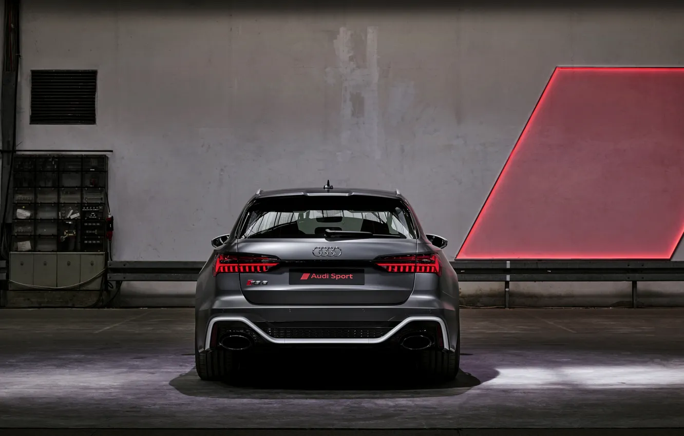 Photo wallpaper Audi, rear view, universal, RS 6, 2020, 2019, dark gray, V8 Twin-Turbo