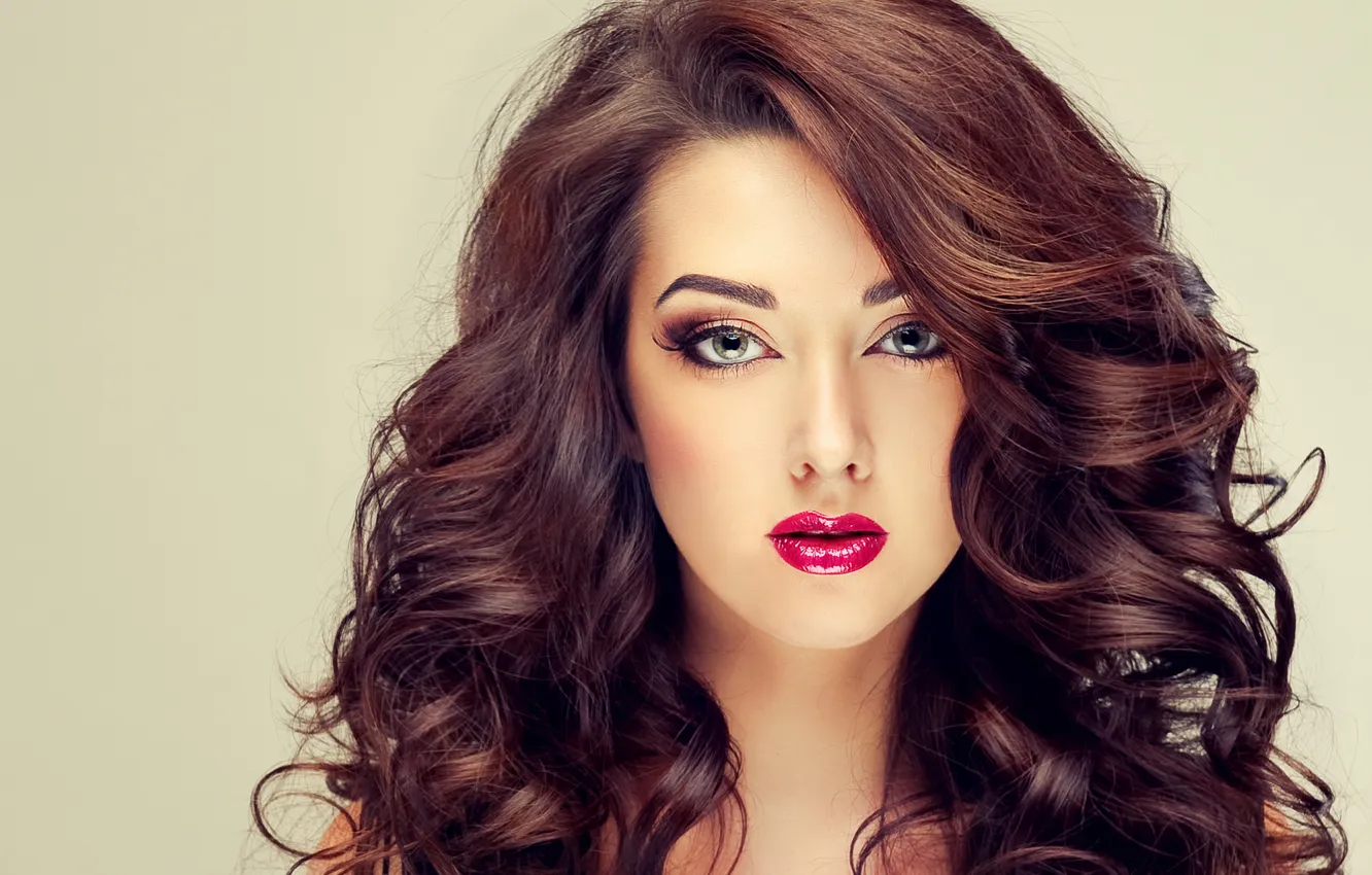 Photo wallpaper look, face, eyelashes, background, model, hair, makeup, lips