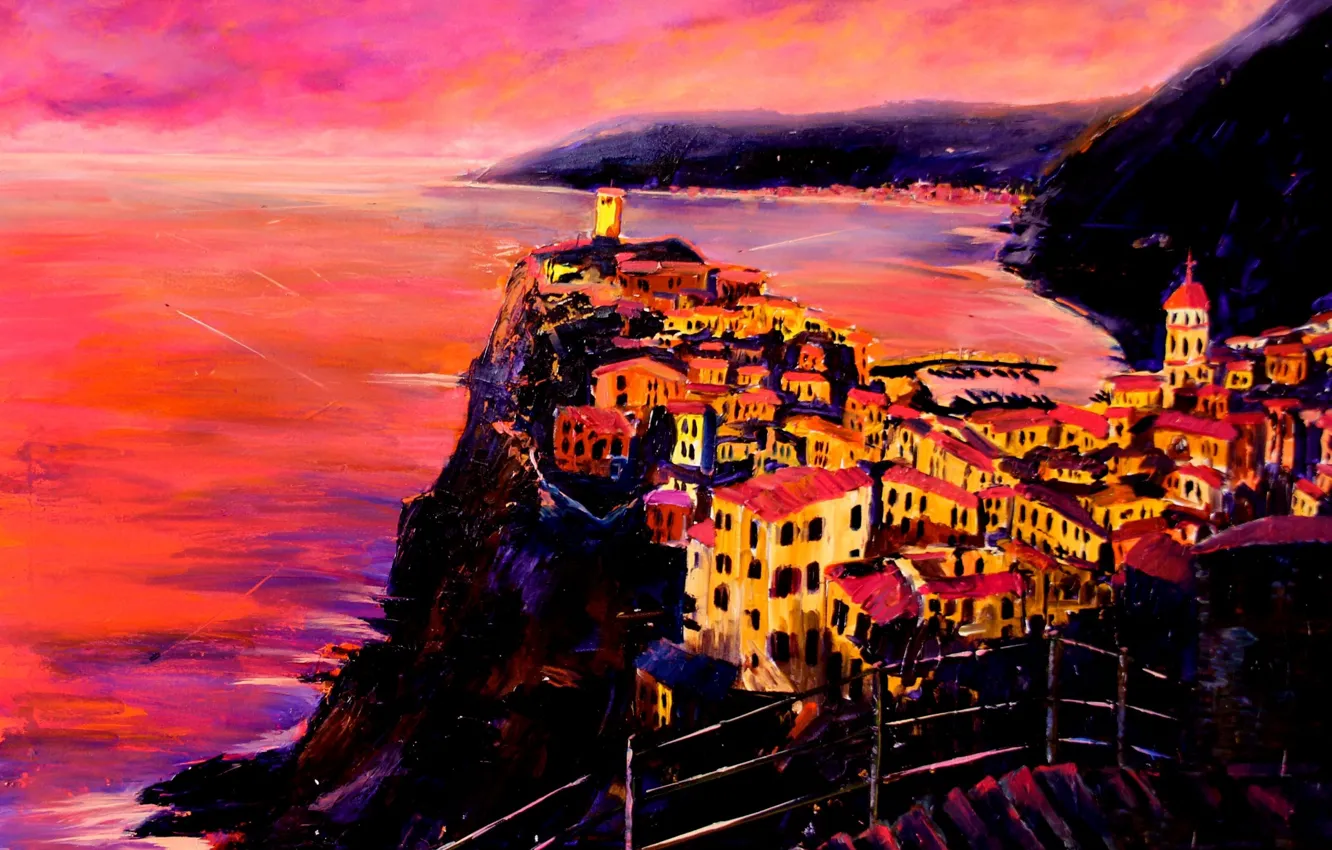 Photo wallpaper landscape, the city, picture, Italy, Vernazza, Cinque Terre, Christian Seebauer