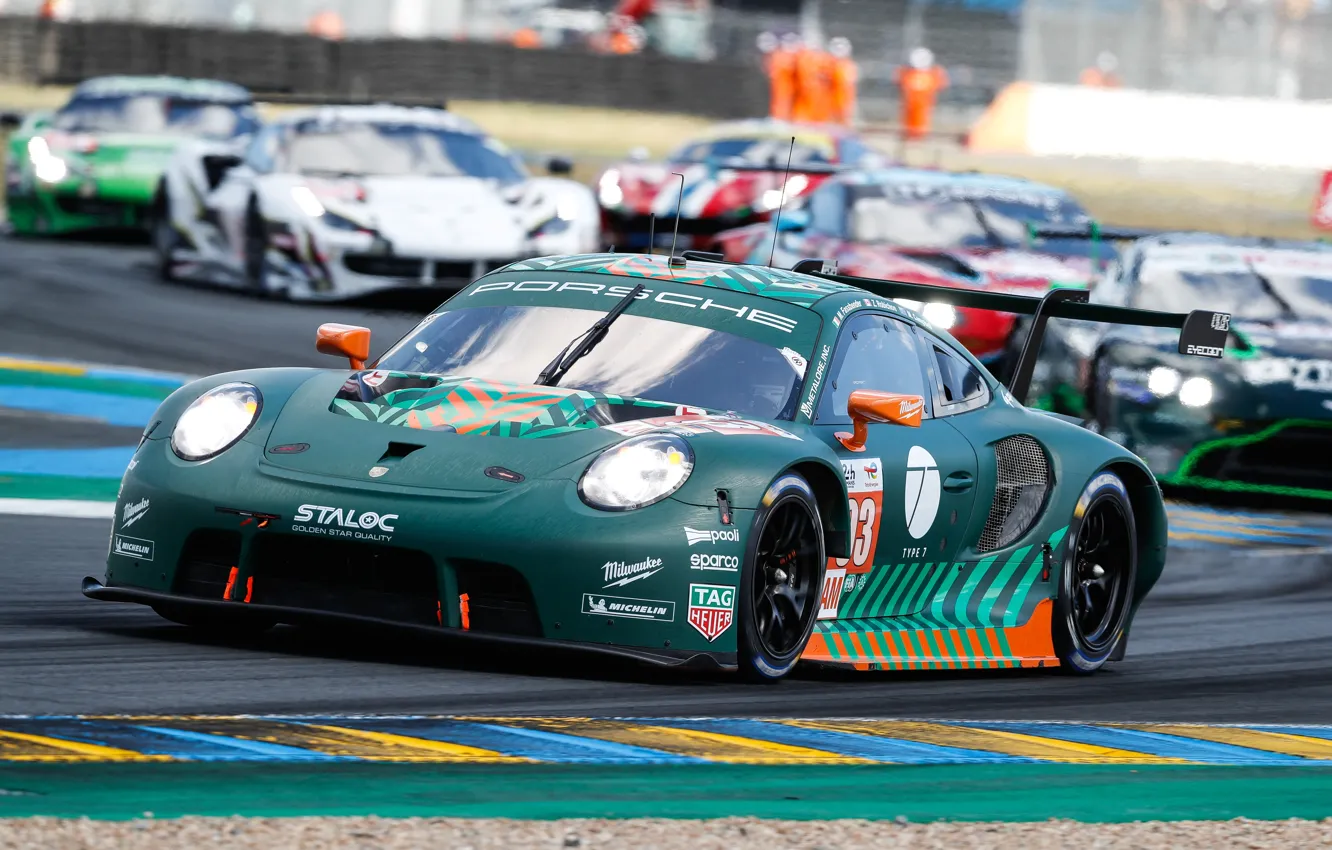 Photo wallpaper cars, Michael Fassbender, Racing track, Porsche 911 RSR