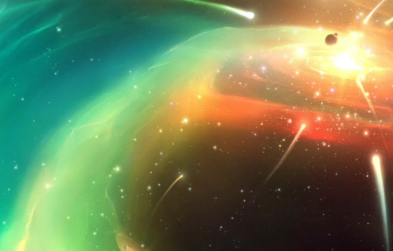 Photo wallpaper clouds, color, planet, comet, 153