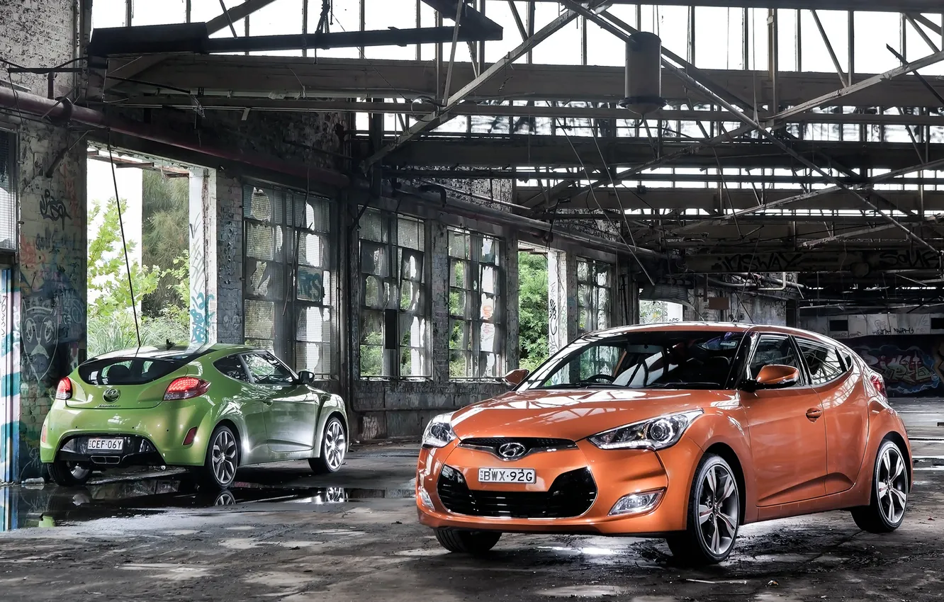 Photo wallpaper two, car, Hyundai, Hyundai, Veloster