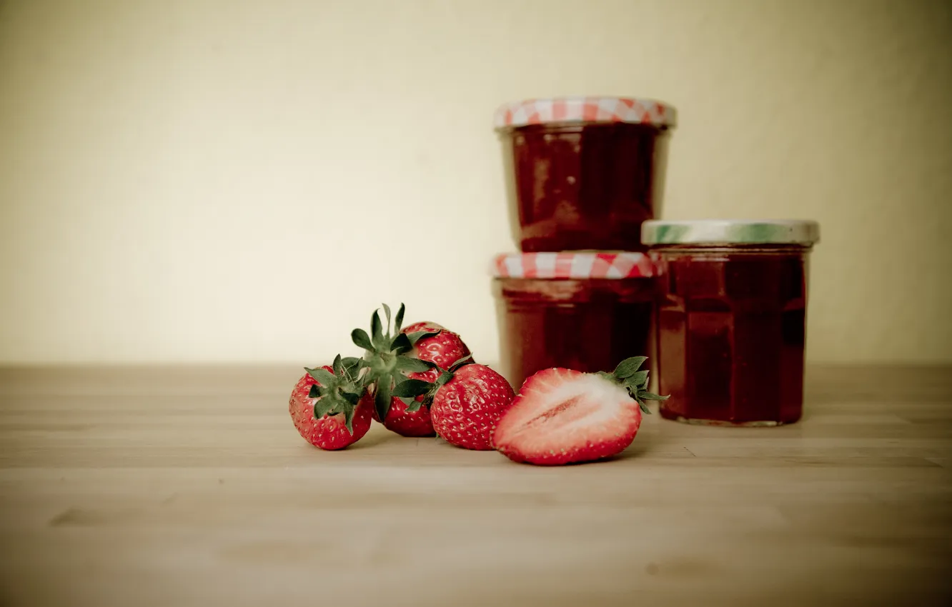 Photo wallpaper strawberry, berry, photographer, jam, jam, markus spiske