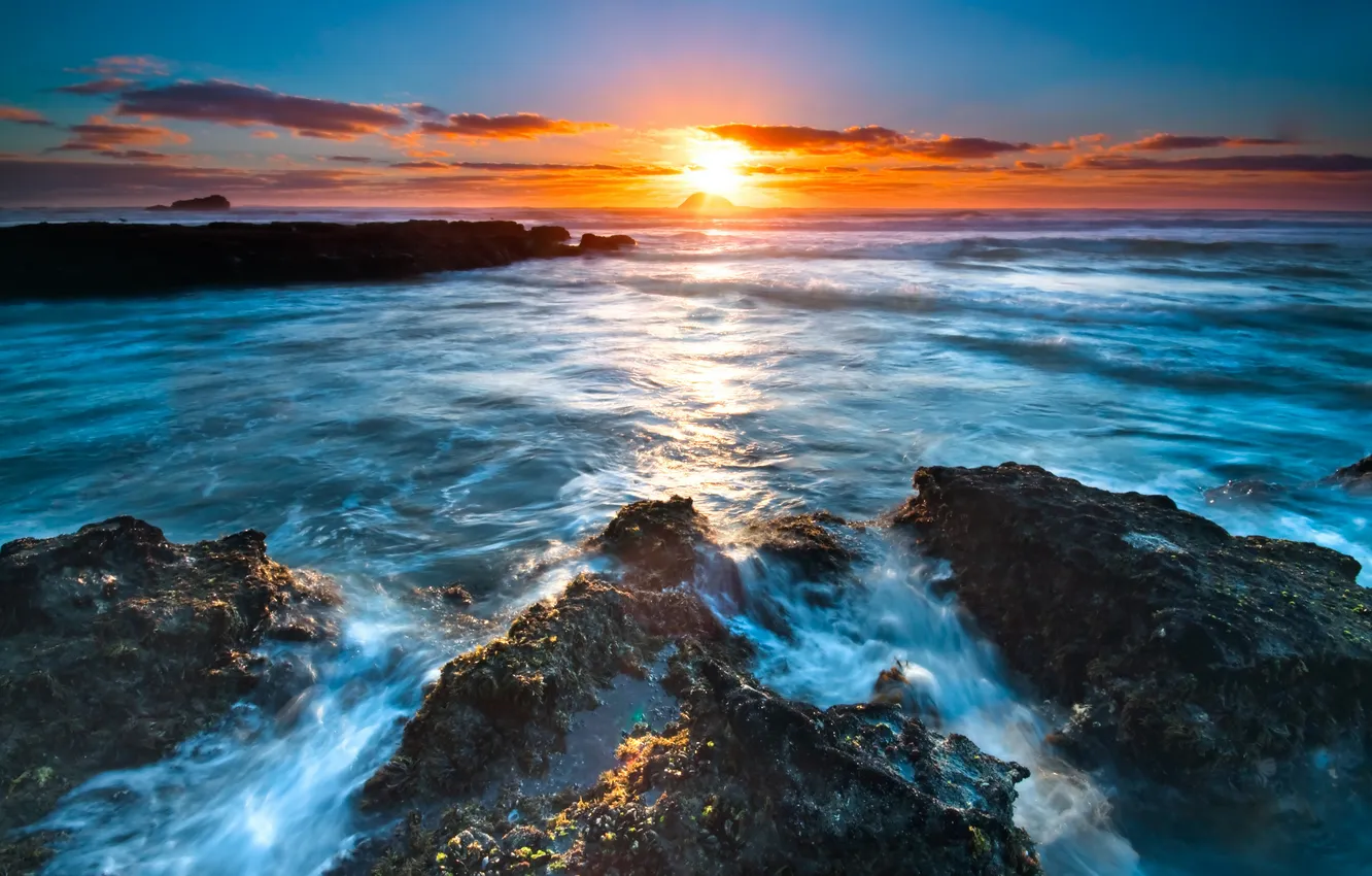Photo wallpaper sea, landscape, sunset, nature, sea, landscape, nature, sunset