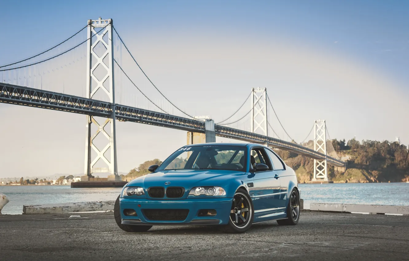 Photo wallpaper BMW, Blue, E46, Sea