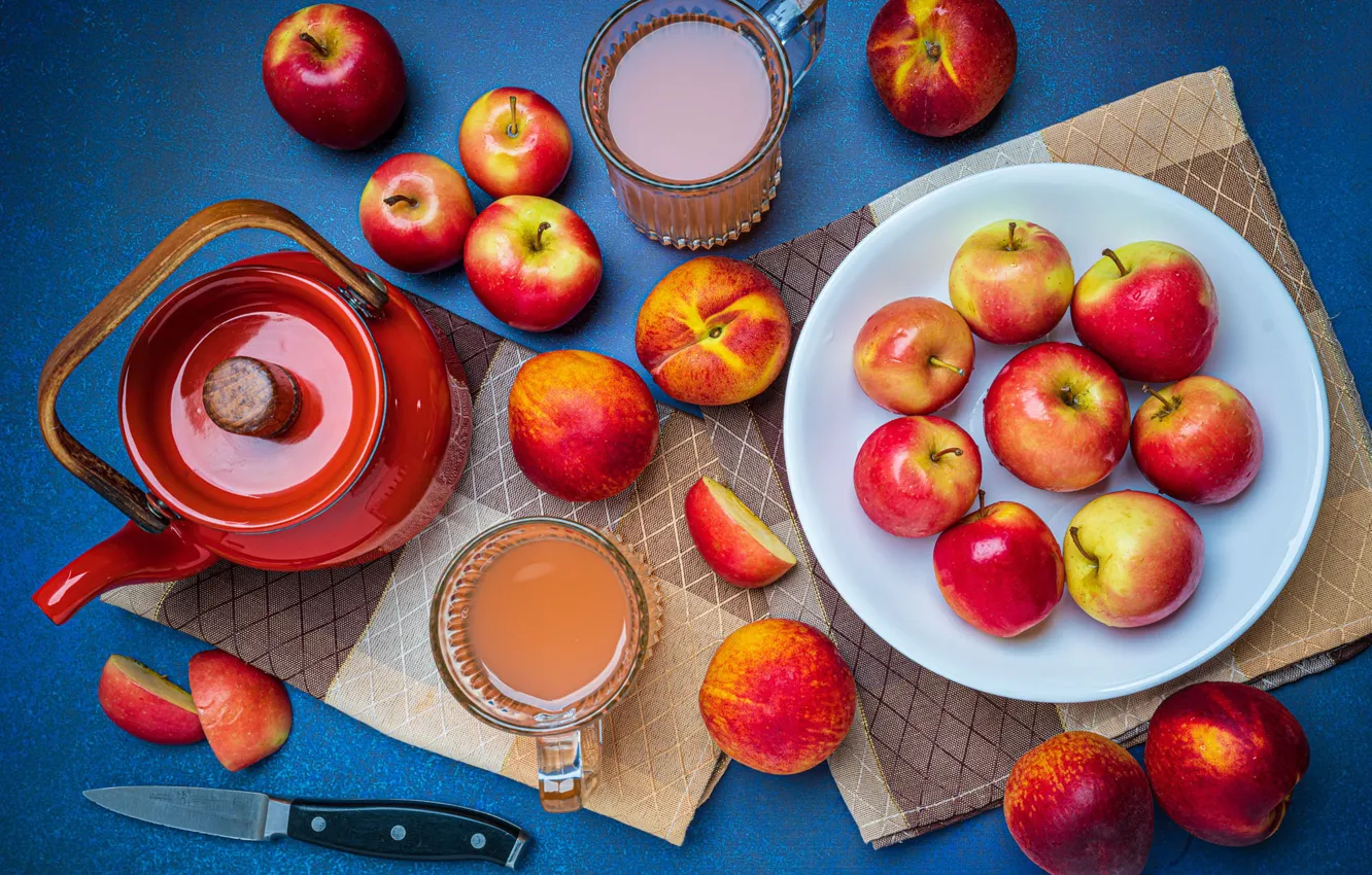 Photo wallpaper dishes, fruit, a lot