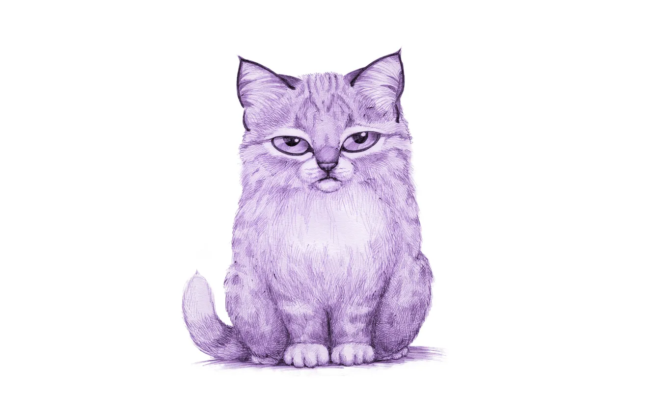 Photo wallpaper cat, purple, cat, painting, lynx, light background