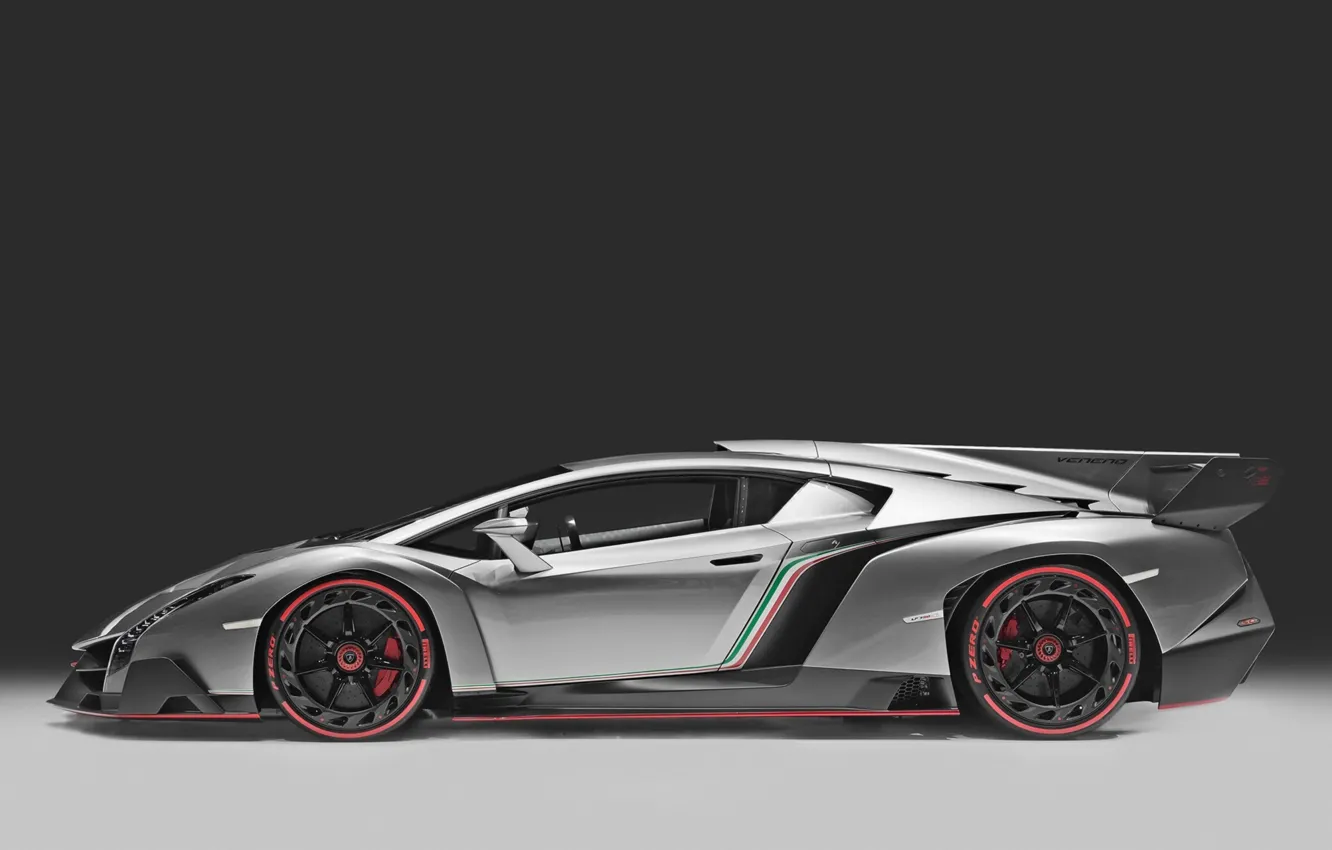 Photo wallpaper color, view, Lamborghini, flag, back, Italy, fin, Veneno