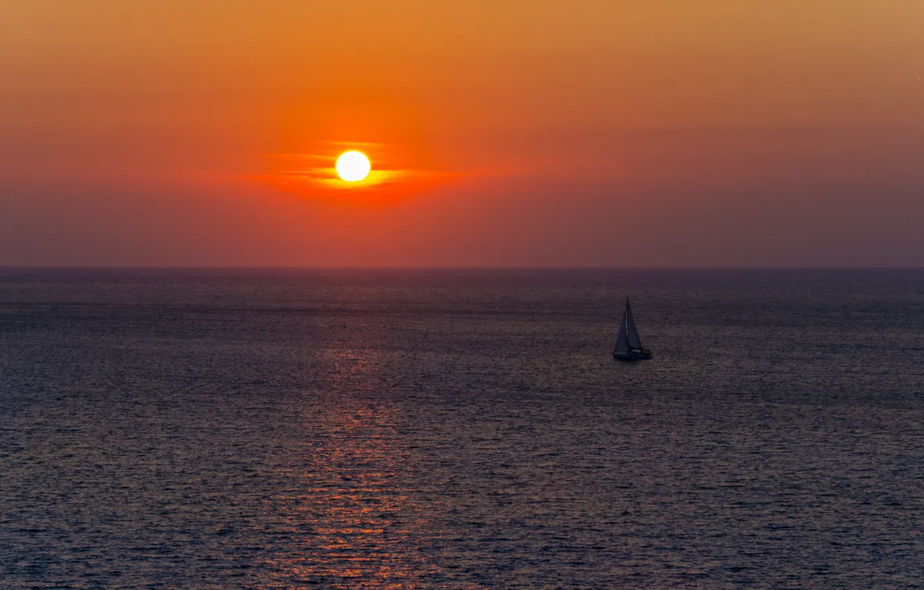 Photo wallpaper sea, sunset, Sailboat, sea, sunset, sailing boat