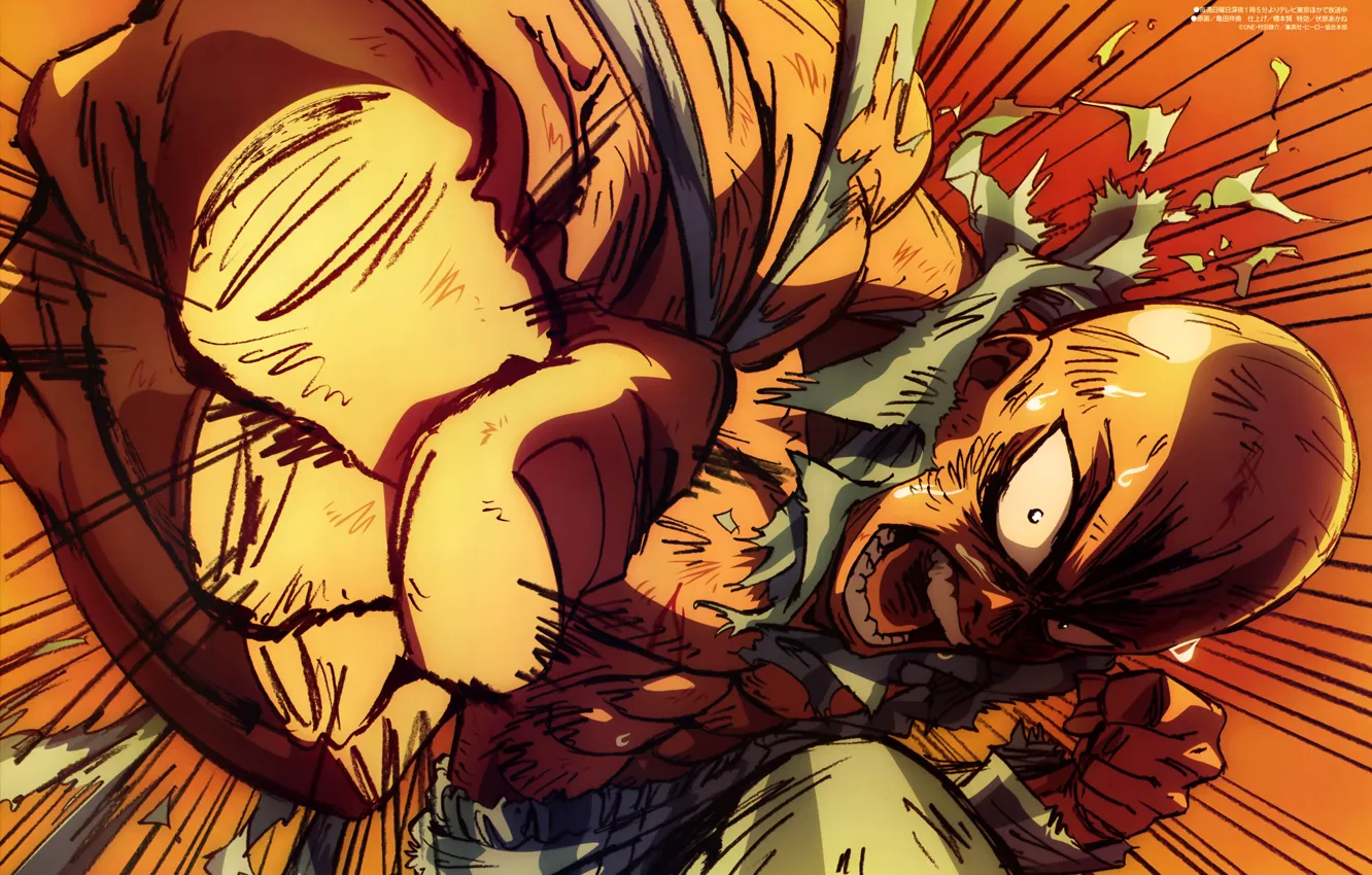 Photo wallpaper anger, rage, blow, Anime, fist, One Punch Man