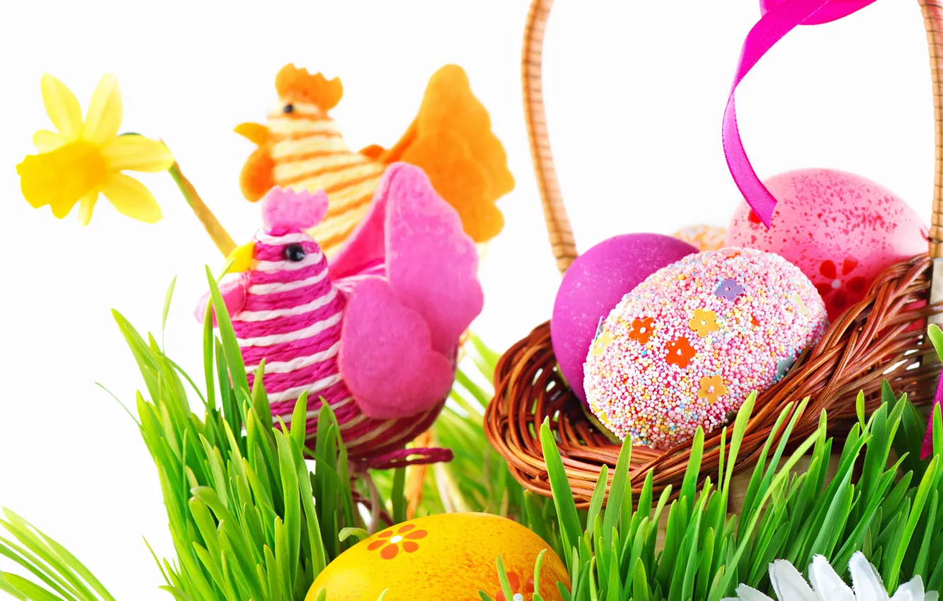 Photo wallpaper holiday, eggs, Easter, weed, chicken