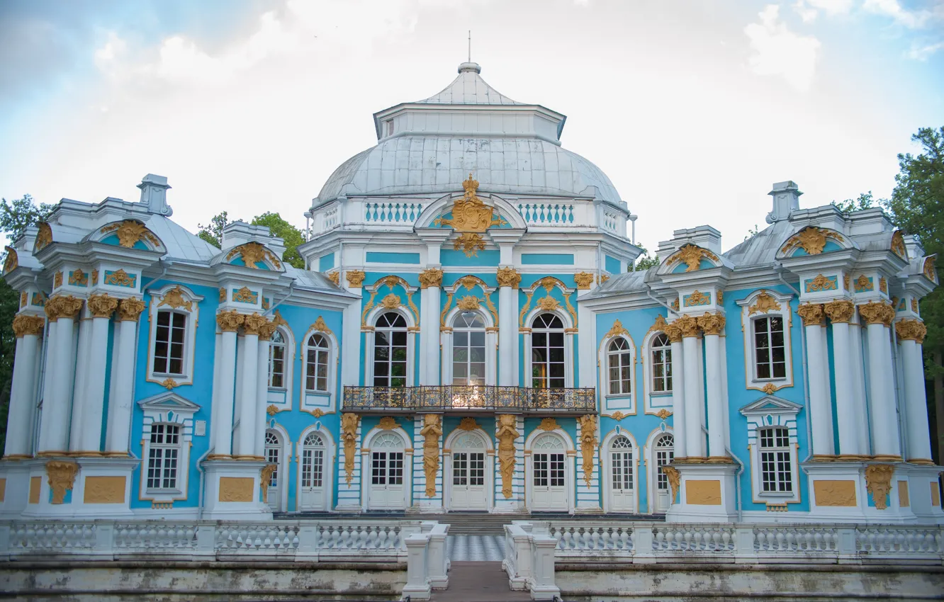 Photo wallpaper blue, the building, architecture, Palace, Pushkin, Baroque