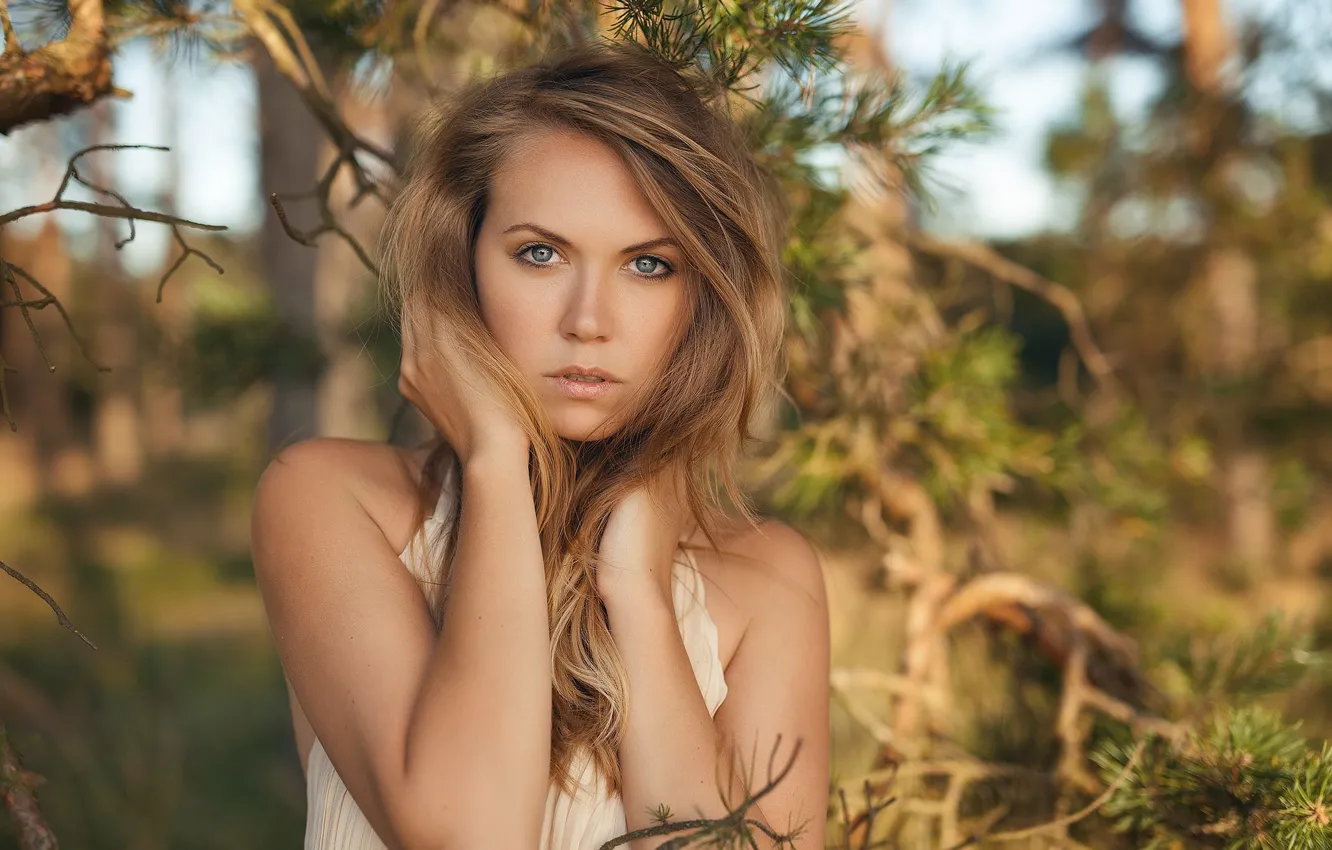 Photo wallpaper look, girl, face, portrait, girl, brown hair, model, Nathan Photography
