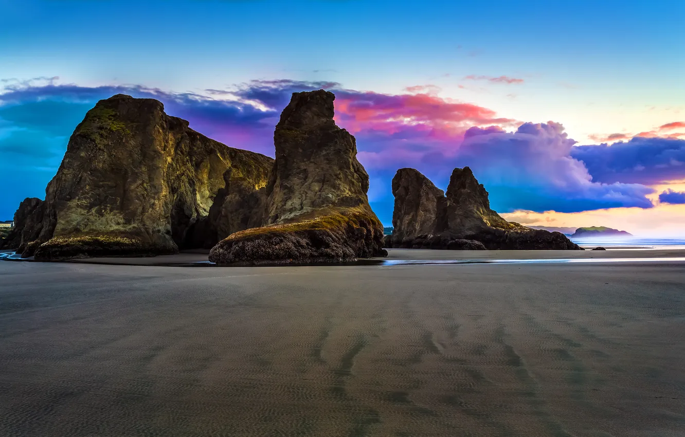 Photo wallpaper beach, rocks, USA, Oregon, Bandon