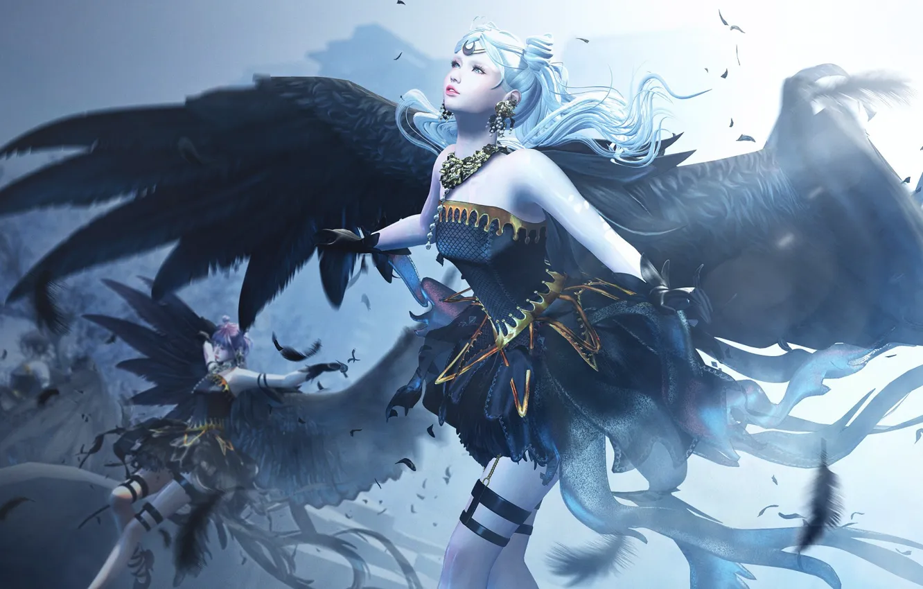 Photo wallpaper girl, wings, angel