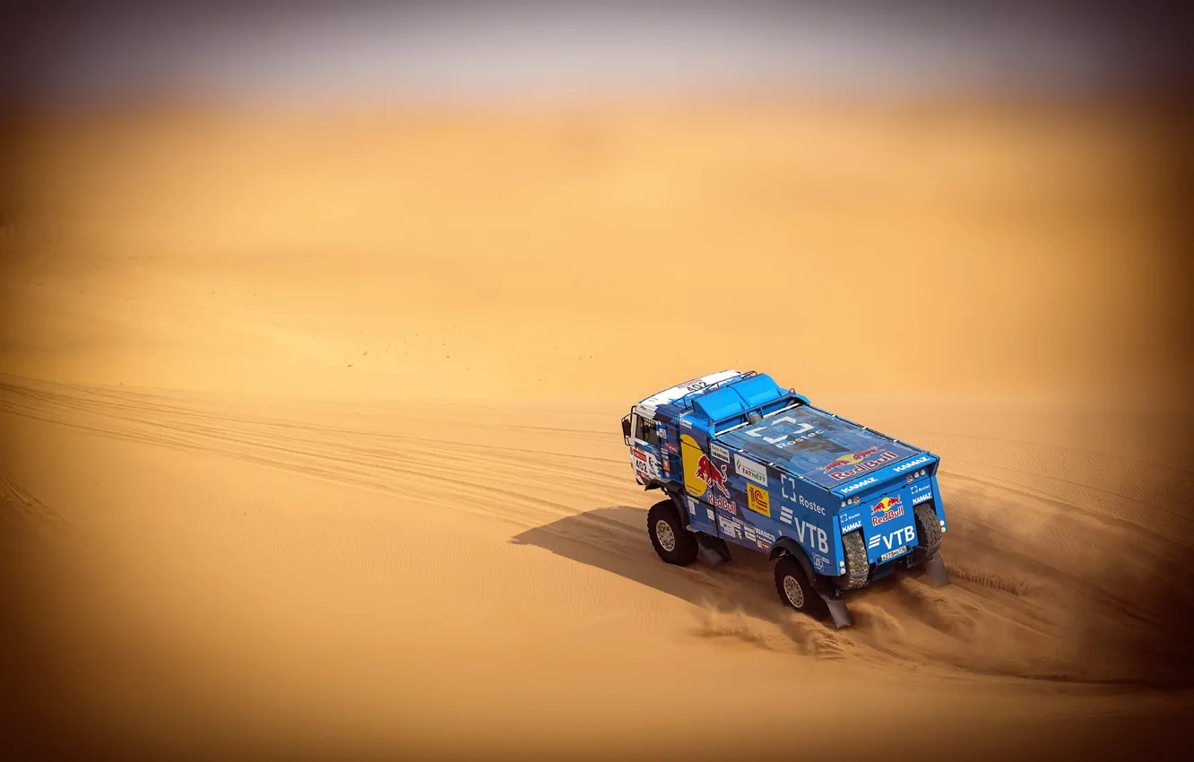 Photo wallpaper Sand, Sport, Machine, Truck, Master, Russia, Kamaz, Rally