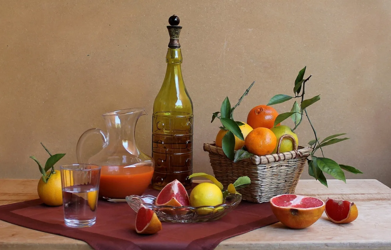 Photo wallpaper lemon, orange, juice, still life, red orange