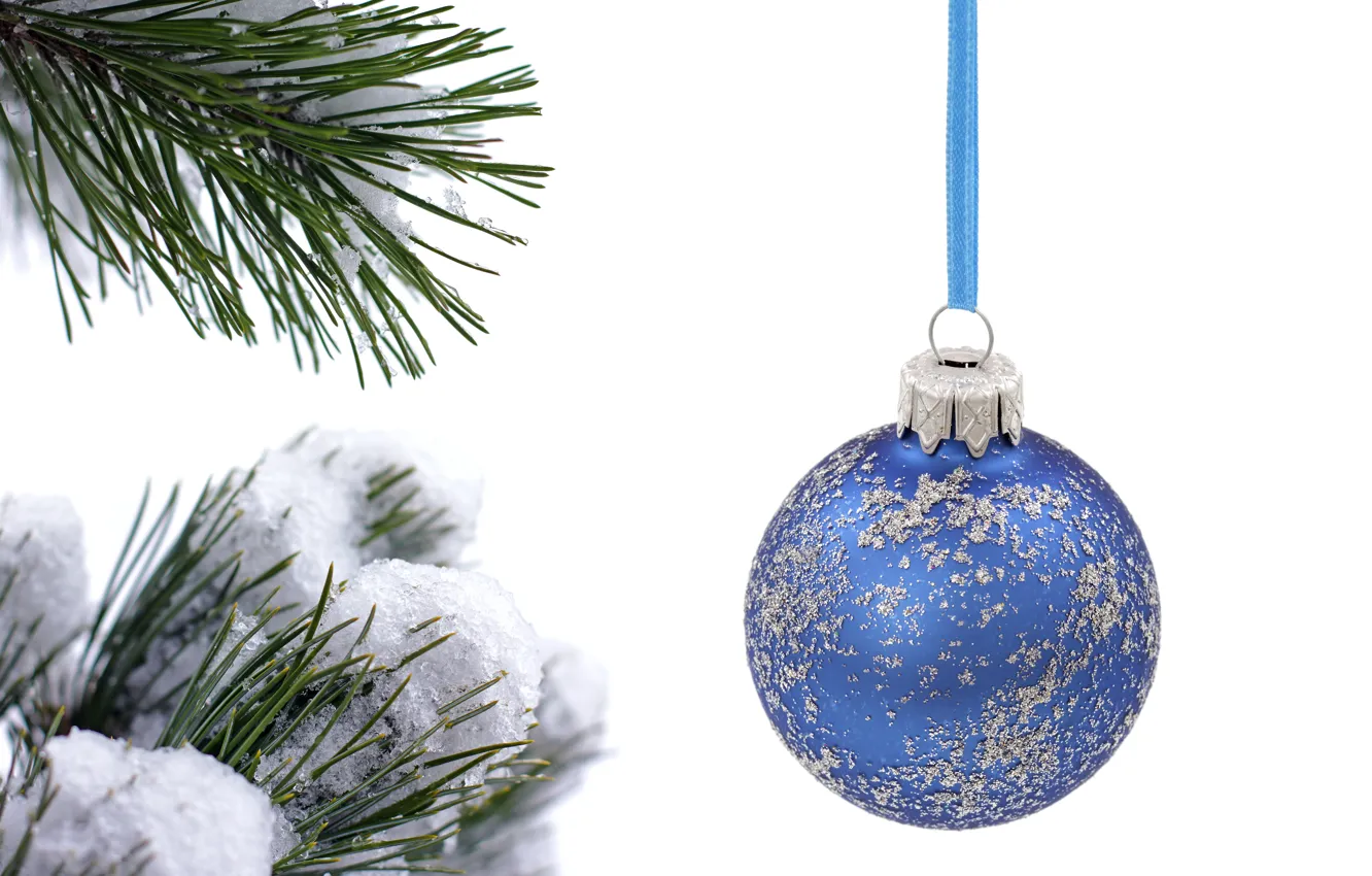 Photo wallpaper balls, new year, pine branch