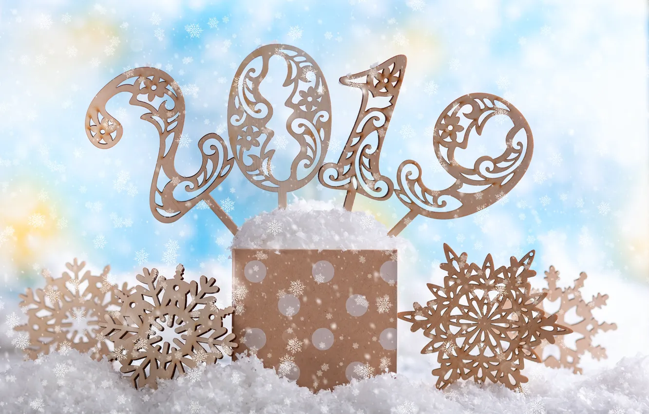 Photo wallpaper winter, snow, snowflakes, background, holiday, New Year, christmas, winter