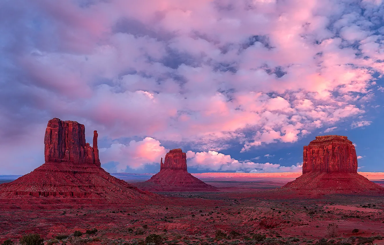 Photo wallpaper the sky, clouds, mountains, nature, rocks, Utah, USA, Monument Valley