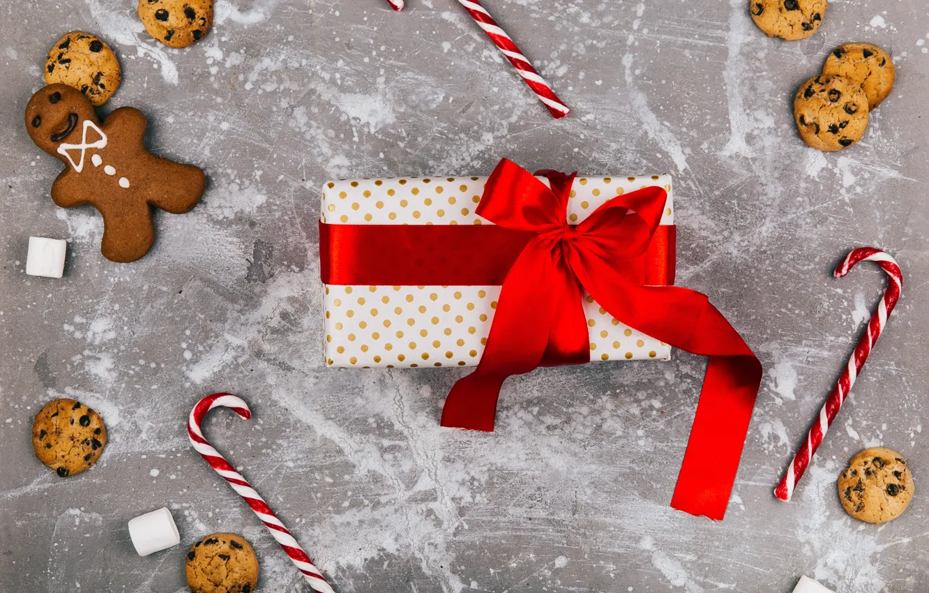 Photo wallpaper decoration, gift, new year, cookies, Christmas, Christmas, wood, New Year