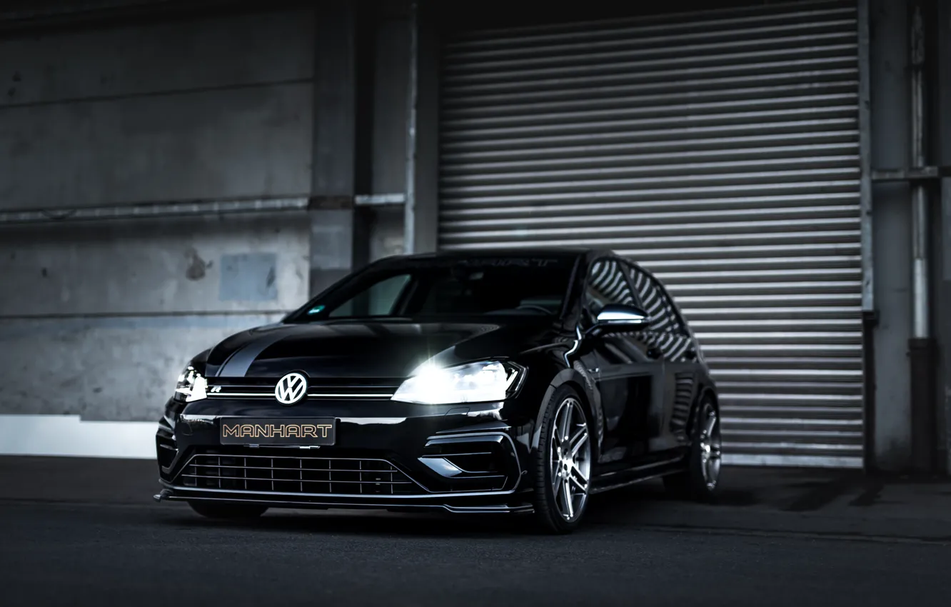 Photo wallpaper Volkswagen, Front, Black, Golf, Golf R, Golf 7, Manhart, RS450