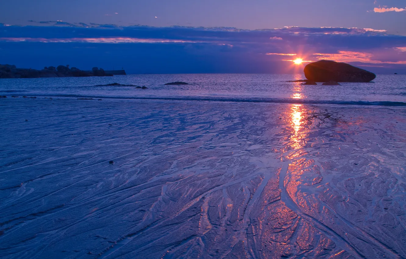 Photo wallpaper sea, sunset, morning