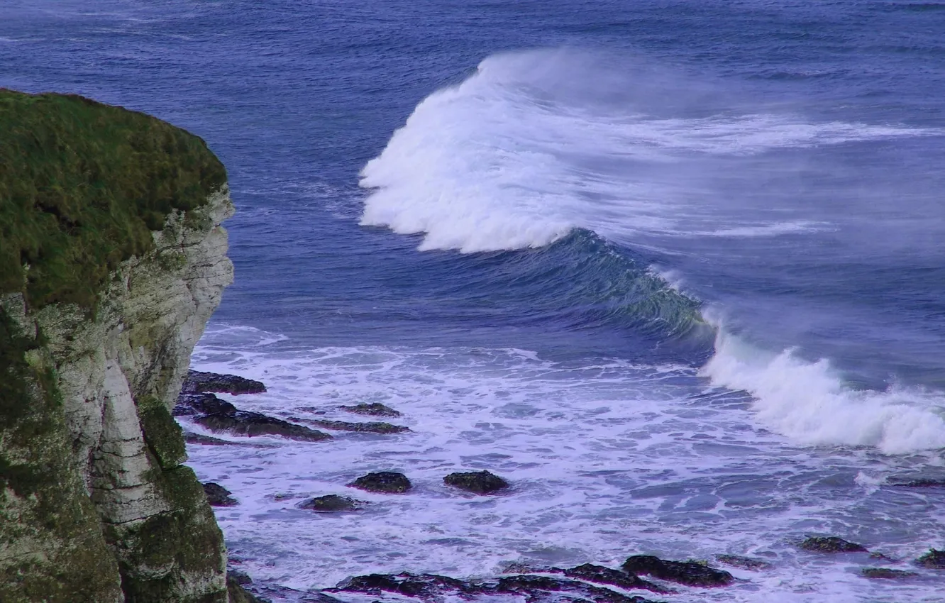 Photo wallpaper wave, nature, rock, open, the ocean