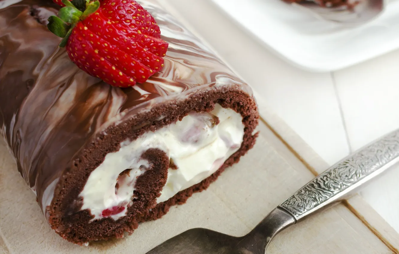 Photo wallpaper background, widescreen, Wallpaper, food, strawberry, wallpaper, cake, cream