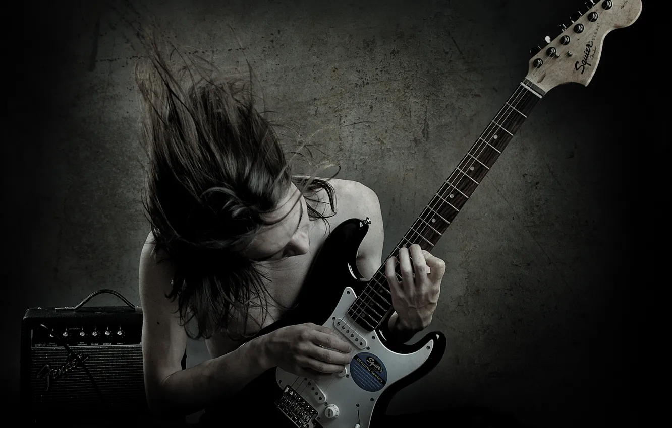 Photo wallpaper guitar, guitarist, tool, Fender, solo, black metal