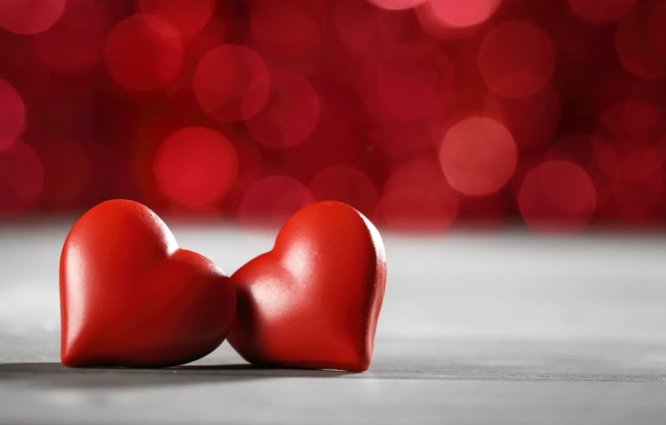Photo wallpaper red, love, romantic, hearts, bokeh, valentine`s day