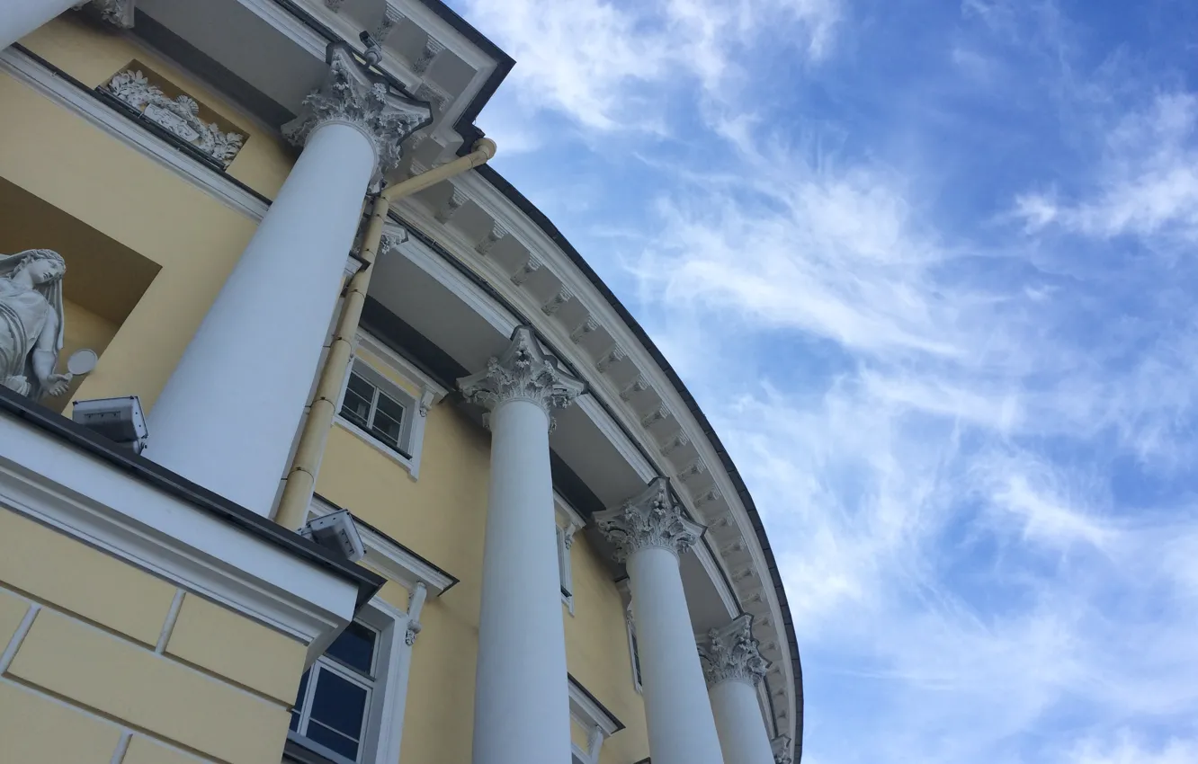 Photo wallpaper the sky, clouds, home, Saint Petersburg, columns, architecture, Petersburg