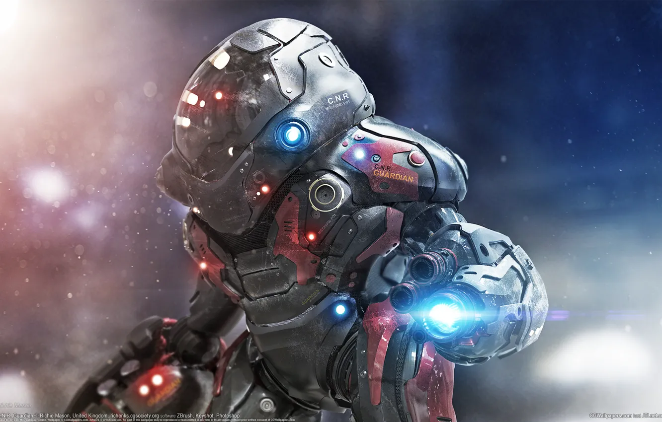 Photo wallpaper fiction, robot, the suit, CG wallpapers, Richie Mason, C. N. R. Guardian
