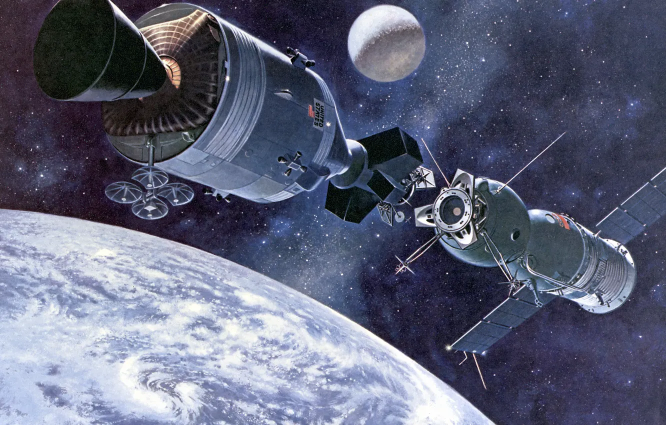 Photo wallpaper flight, docking, July 17, 1975, Union, Apollo