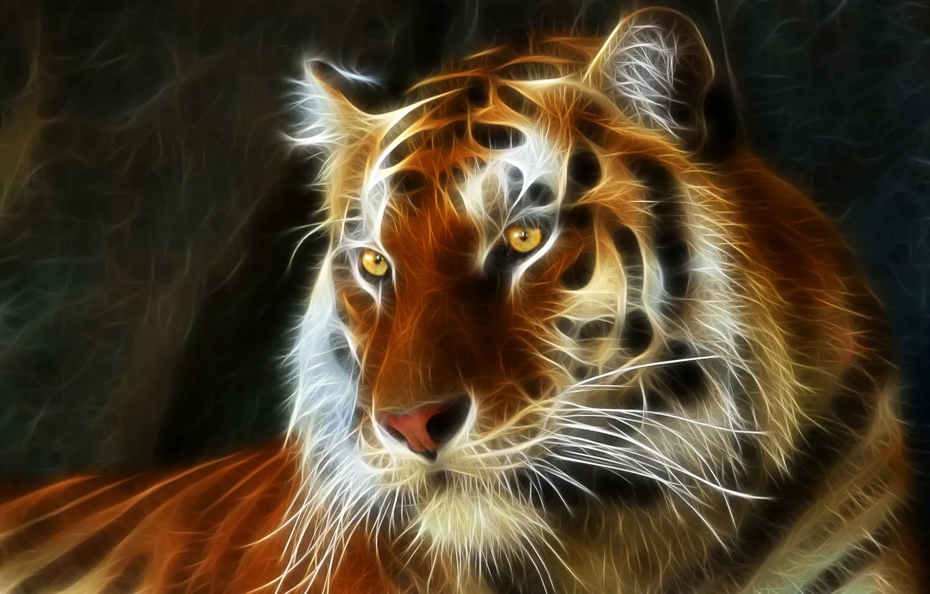 Photo wallpaper tiger, airbrushing